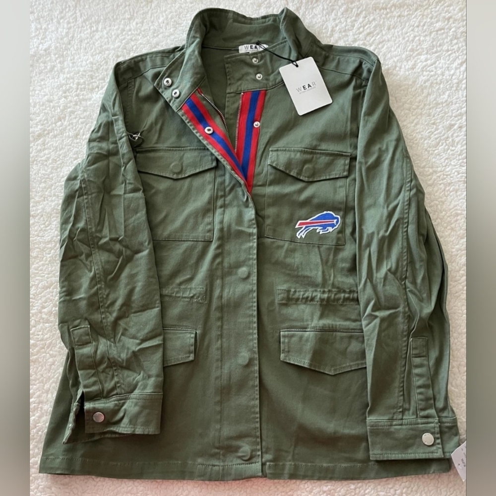 Buffalo Bills Olive Green Military Style Utility Jacket Women's L Wear By EA - Picture 2 of 5